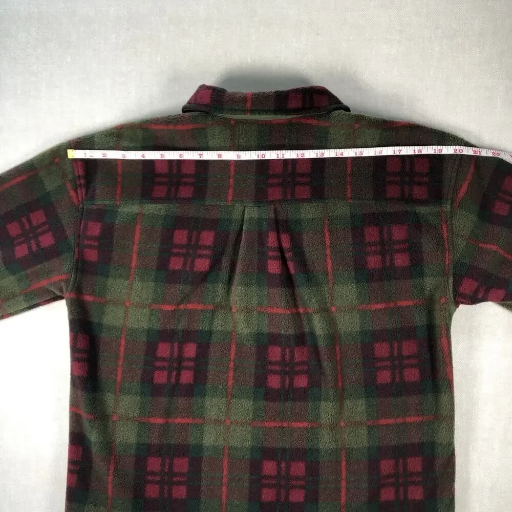 Gap Plaid Half Zip Fleece Pullover Shirt Jacket XXL 14-16 Boys Green Red Plaid